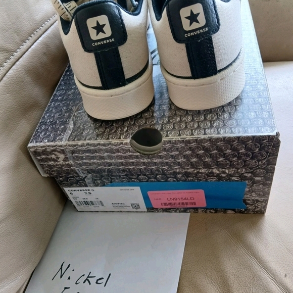 Converse x Joshua Vides Pro Leather OX Natural Ivory Black White Men's A00713C - Picture 3 of 7